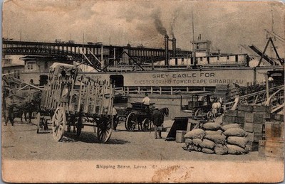 1908 St. Louis Levee Shipping Scene Grey Eagle Steamboat Postcard