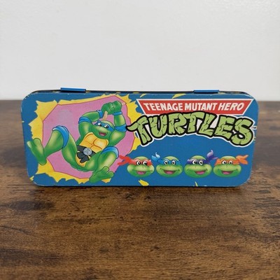 TMNT 1989 Metal Pencil Case Mirage Studios Teenage Mutant Hero Turtles Vintage