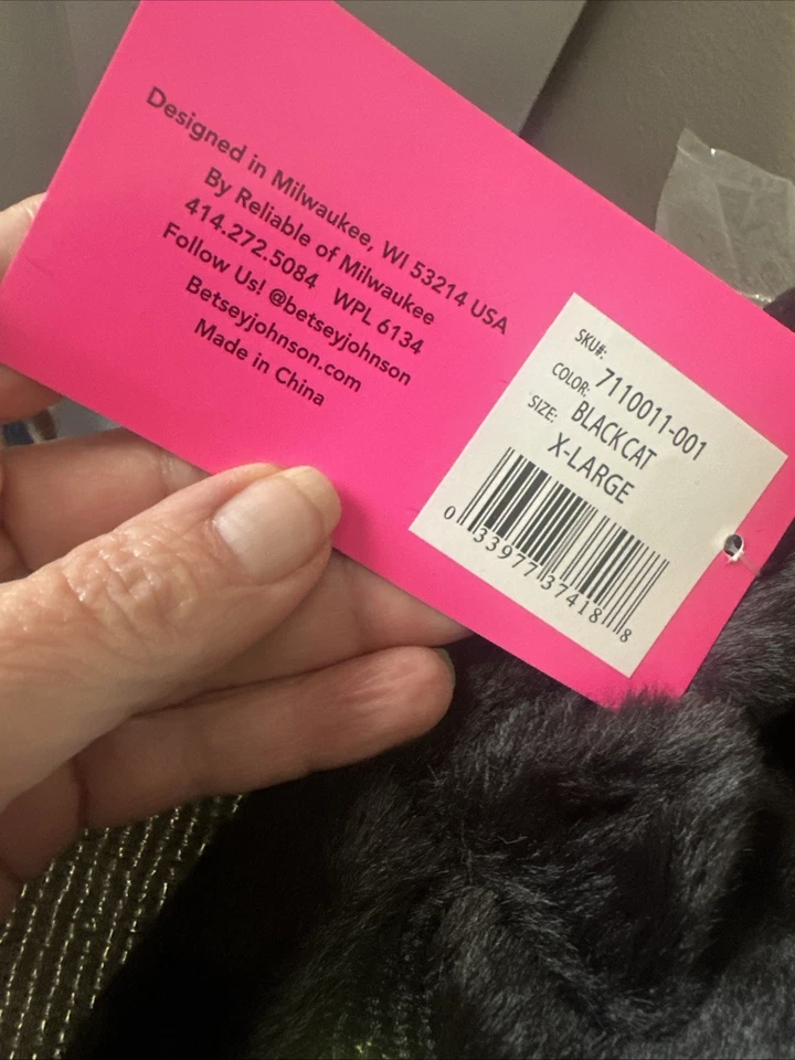 Betsey Johnson мягкий искусственный мех черный кот тапочки размер XL 11-12 новый с ярлыками - Изображение 3 из 4