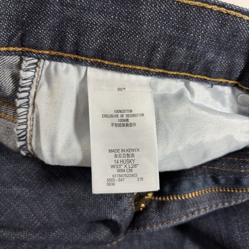 Levis 505 Jeans Youth 14H 33x28 Blue Regular Fit Medium Wash Denim Husky Boys - Picture 7 of 13