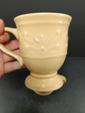 Chris Madden JCP Home Corvella Yellow Gold Footed Coffee Mugs Set Of 2