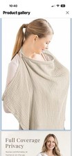 Konssy Muslin Nursing Cover Up for Breastfeeding with Rigid Hoop NEW Beige