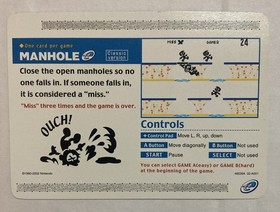 Manhole - 2002 - Nintendo - E-Reader Card - Game & Watch Collection - Rare
