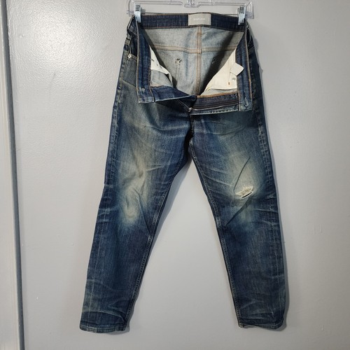 Everlane The Cotton Slim-Fit Denim Jeans Mens 32x30 Distressed Medium Wash Taper - Picture 13 of 21