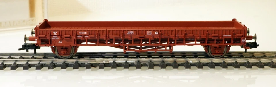 FLEISCHMANN 5227 F ECHELLE HO 1/87 SNCF WAGON PLAT JQo 2 ESSIEUX EP. 3 + BOITE - Photo 3/4