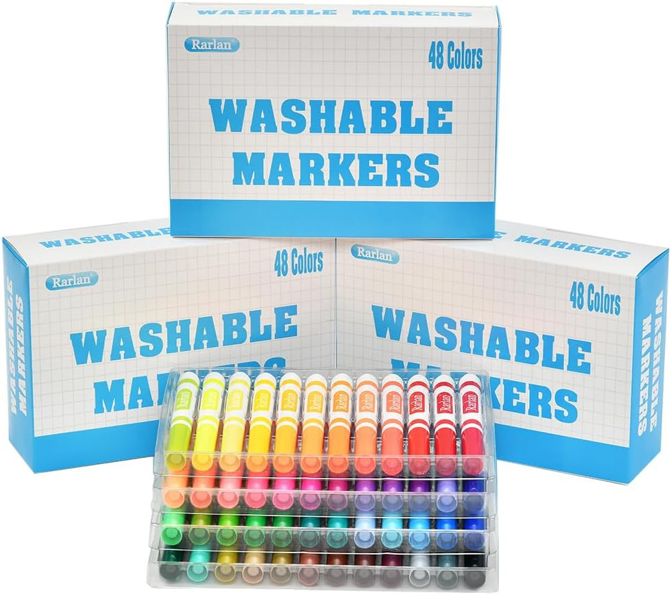 Bulk, Markers For Kids, Bulk Pack, 48 Colors, 3 Boxes, 144 Coun