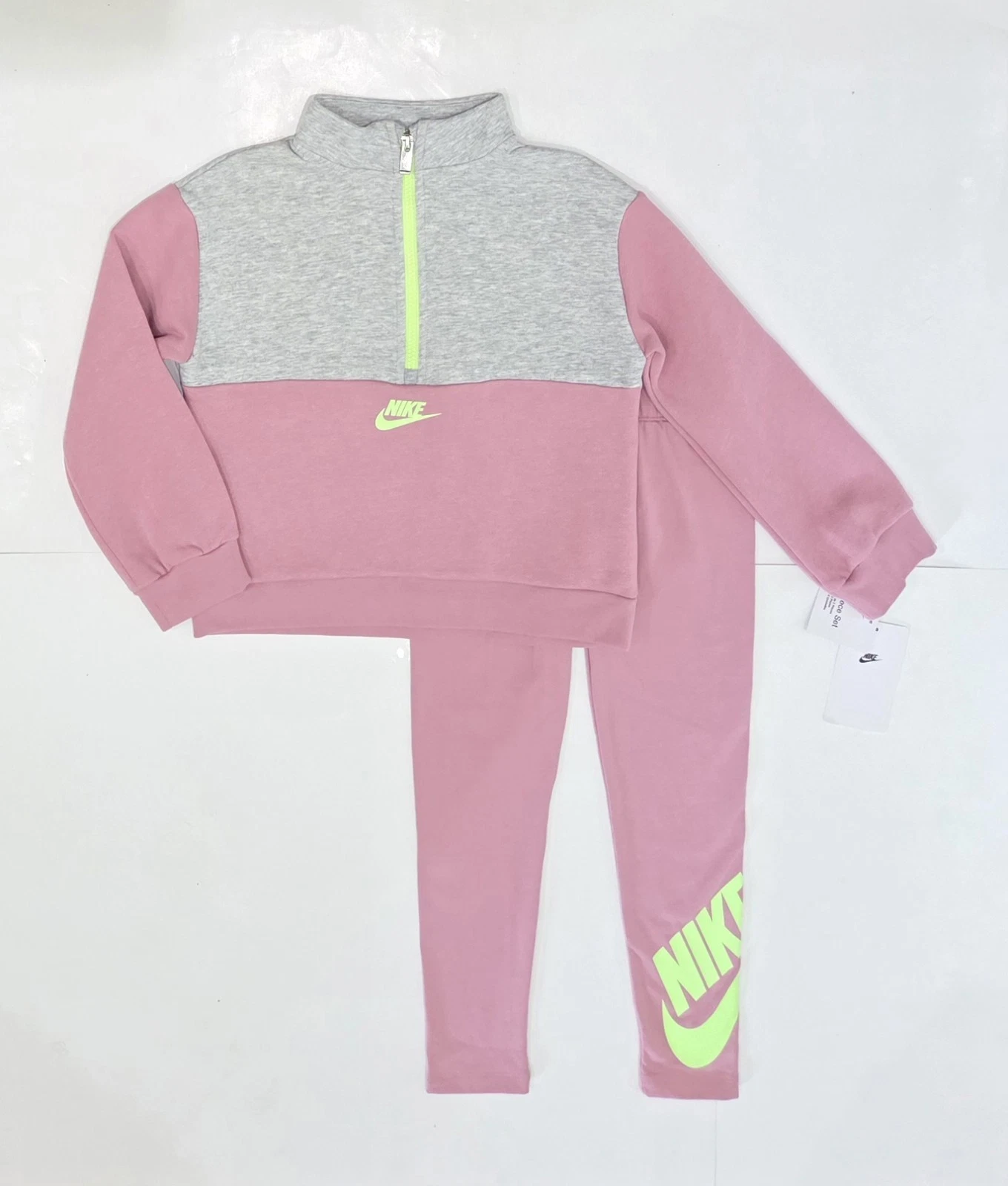 NIKE Girl's Size 6 Fleece Shirt & Leggings 2 Pc Logo Set