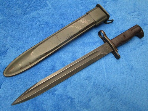 ORIGINAL VINTAGE US WW2 M1942 SHORTENED BAYONET AND SCABBARD MAKER AFH 1943