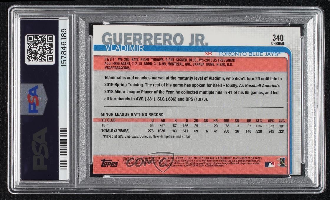 2019 Topps Chrome Sapphire Vladimir Guerrero Jr #340 PSA 8 Rookie RC view 2