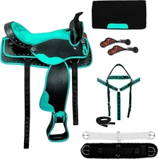 Western Barrel Synthetic Cordura Horse Saddle with all set incuding saddle pad