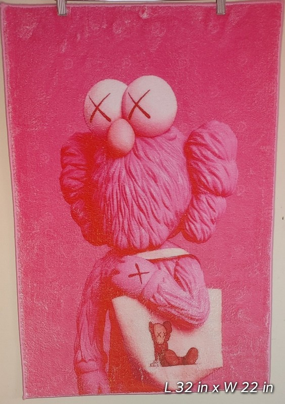 KAWS Hott Pink Custom Super Soft / Plush Fluffy Detailed Area Tuft Rug