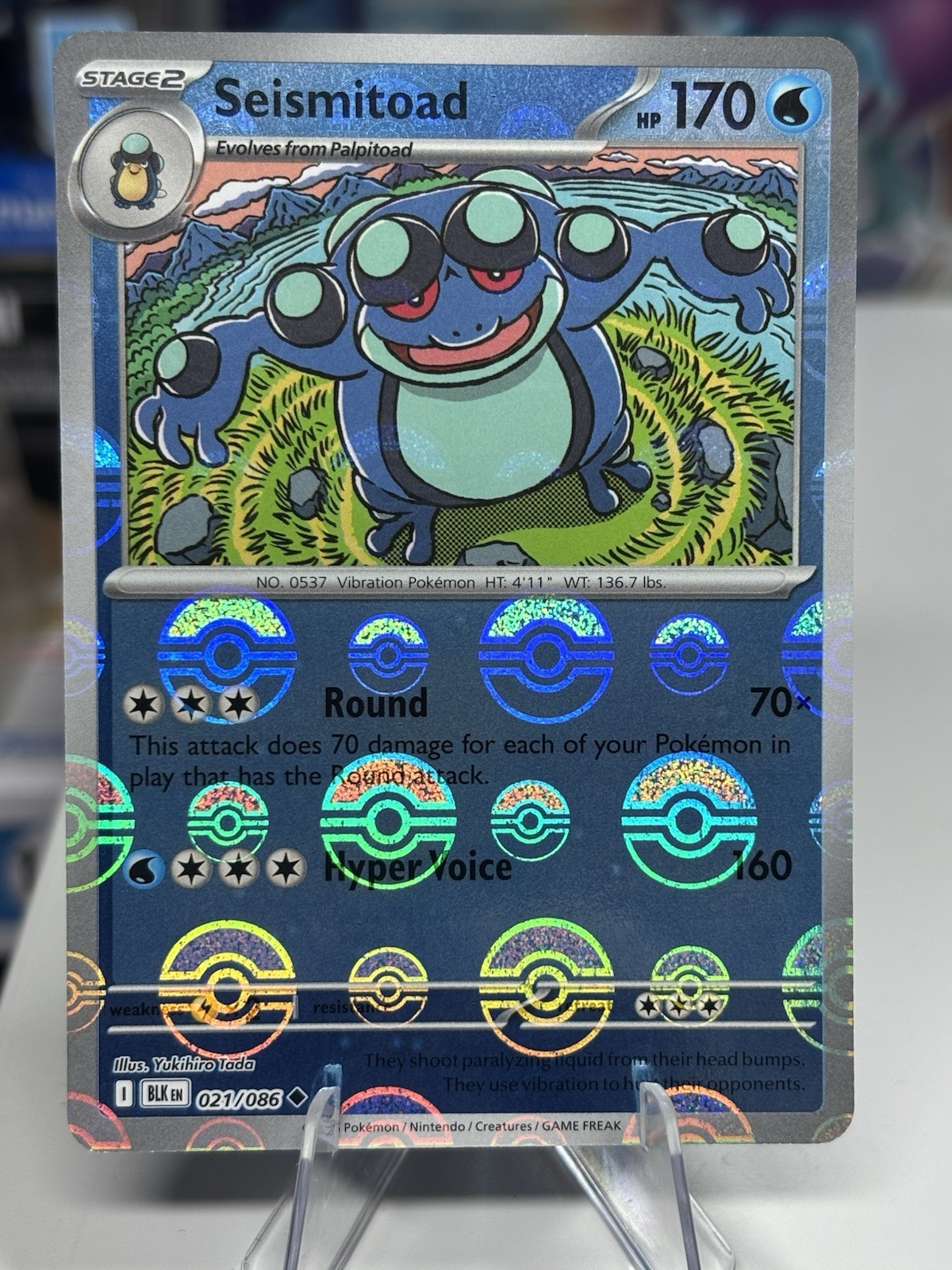 Seismitoad 021/086 NM – Poke Ball Reverse Holo – 2025 TCG Pokémon Black Bolt