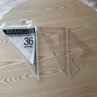 DRAPAS 36cm Acrylic Triangular Ruler with Scale, 2mm Thick No.13-125 #259656
