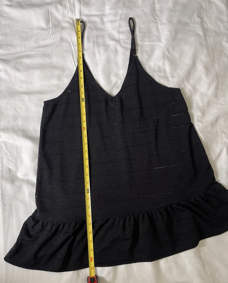 Vestido Xhilaration Negro Crochet Encaje Natación Cubrir L Playa Piscina Vacaciones Boho Foto 4 de 4