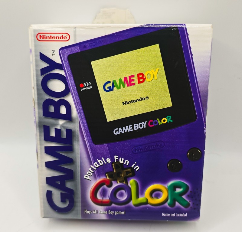 Game Boy Color Console Grape Purple Gbc Boxed Complete Cib Tested Pal