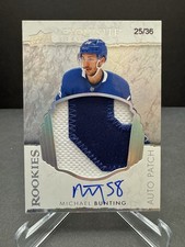 2021-22 Upper Deck Exquisite Collection Michael Bunting Rookie Auto Patch 25/36
