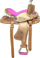 Western Horse Saddle Leather Barrel Racing Racer Equestrian Trail Tack Hand-Tool