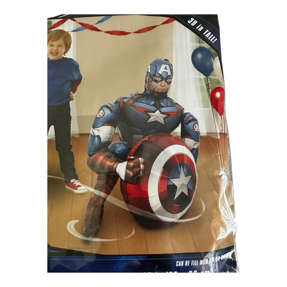 Marvel Vengadores Capitán América Gigante Deslizamiento 39 pulgadas Globo Airwalkers Foto 2 de 4