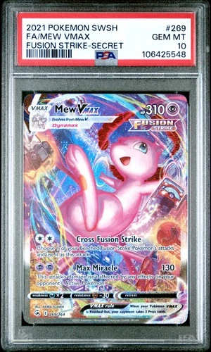 2021 POKEMON SWORD & SHIELD FUSION STRIKE SECRET #269 FULL ART/MEW VMAX PSA 10
