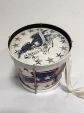 Vintage Noble & Cooley Litho Toy Drum RALLY AROUND THE FLAG Patriotic Stars USA