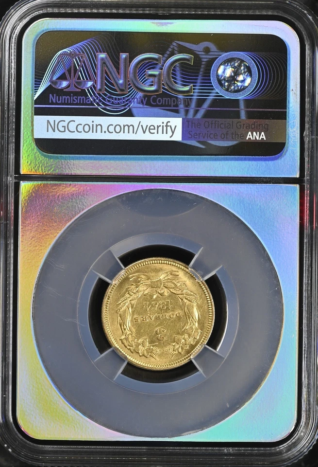 1854 $3 Gold Indian Princess NGC AU 55 VaultBox Golden Era BX10-8 - Image 2 of 2