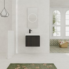 24 Inch Bathroom Vanity with Ceramic Basin, Wall Mounted Floating Vanity Sink