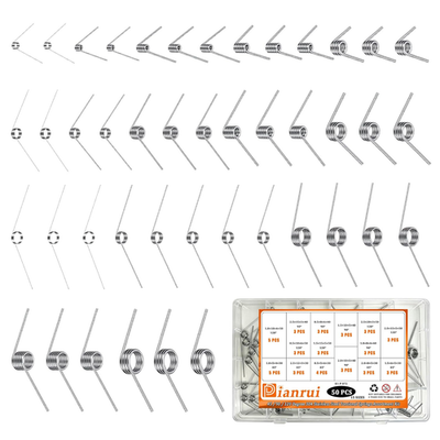 #ad 50 PCS Torsional Springs Assortment Kit 45 90 120 Degree 15 Sizes 304 Stainless $15.85