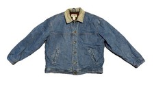 Vintage LL Bean Mens Denim Jacket Size XL Blue Aztec Blanket Lined 80s USA Made