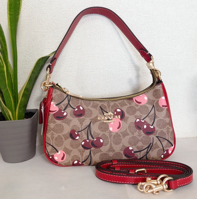 COACH Teri Shoulder Bag Signature Canvas Cherry Print CY694 Outlet