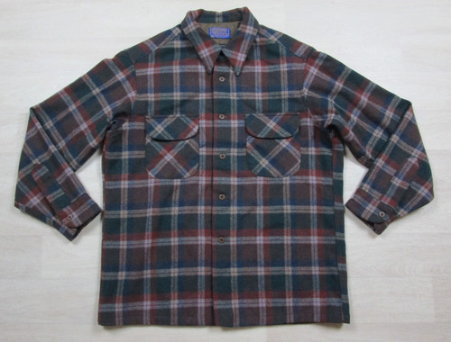 Vintage 70s Pendleton Wool Flannel Field Board Shirt Men's (L) USA Loop Collar