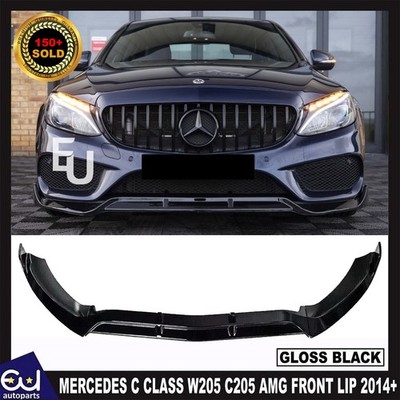 GLANZ SCHWARZ FRONTLIPPE SPLITTER SPOILER FÜR MERCEDES C KLASSE W205 C205 AMG 2014+