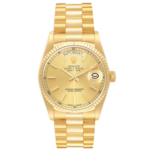 Rolex Presidential 36mm 18038 Day Date Solid 18k Yellow Gold Champagne Dial