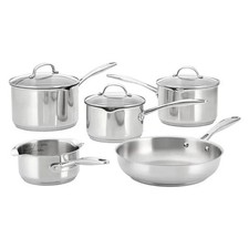 Image of Stellar 7000 Profile Cookware Set 5 Piece Stainless Steel Draining Lid Silver
