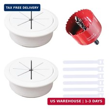 2 Pack Desk Grommet 2 Inch 50 mm White, Desk Hole Cover for Cables, White Desk