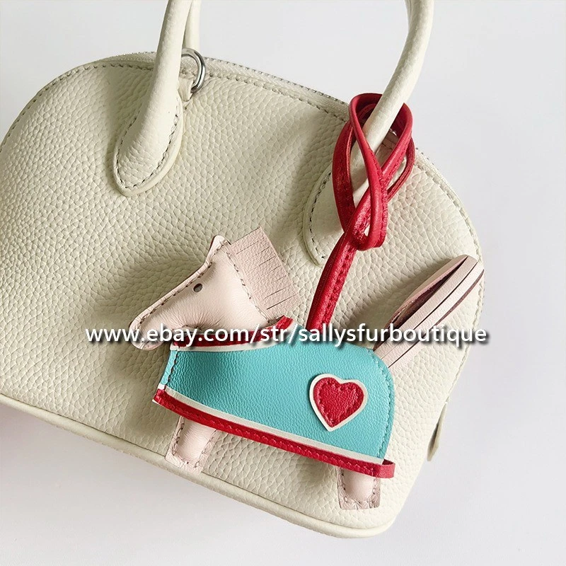 Sallys ручной работы из натуральной кожи сердце лошадь сумка брелок кольцо подвеска - Изображение 4 из 4