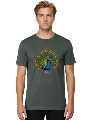 Peacock-3 Mens Graphic Tee, 100% Cotton, Casual Summer Wear