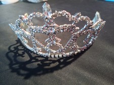 Vintage Tiara Silver Tone Metal Rhinestones 3 1/2" Tall w/ Combs