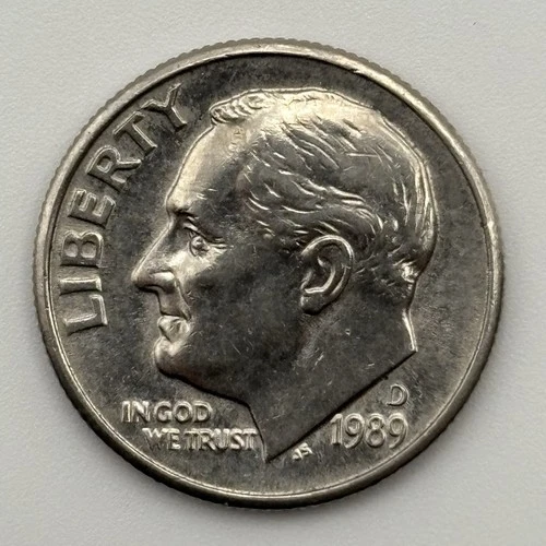 1989 D Roosevelt Dime - Circulated 10¢ - AU-UNC