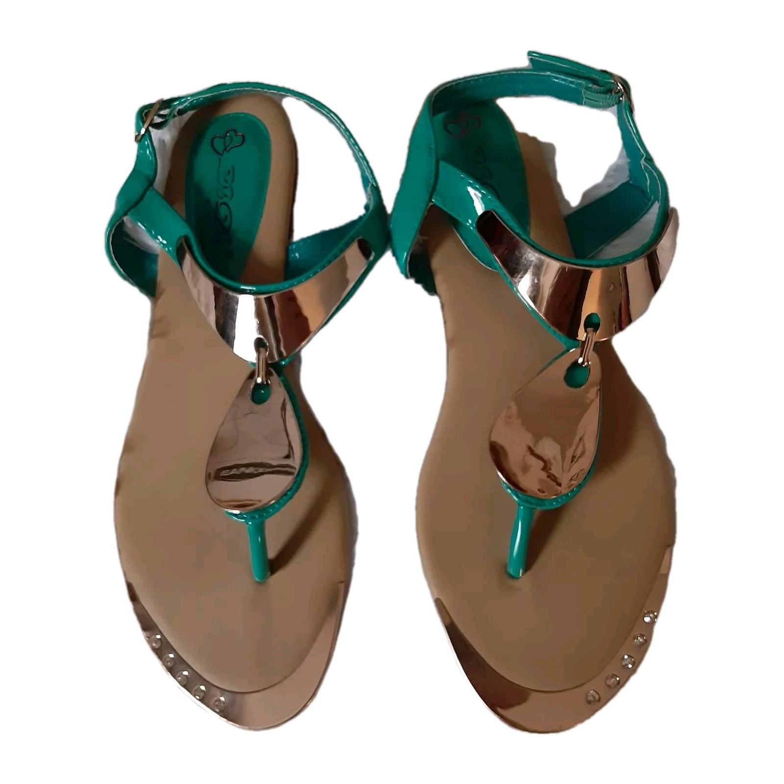 APL Sandali donna DBDK moda tanga taglia 8 oro blu acqua