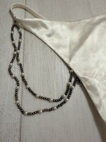 Vintage Victoria's Secret Sexy Little Things Satin Thong Sz XS/S White Beaded