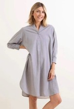 Mer Sea Essential Cotton Shirt Dress Size L / XL Light Gray