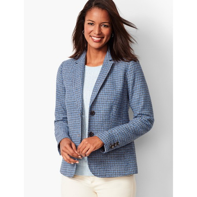 #ad Talbots Aberdeen Blue Wool Blend Blazer Jacket Size 6 Petite $22.75