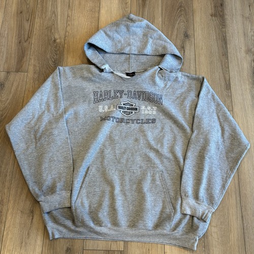 Harley-Davidson, Vintage Harley Davidson Hoodie Pullover Sweatshirt Men’s 2XL Gray Heavyweight