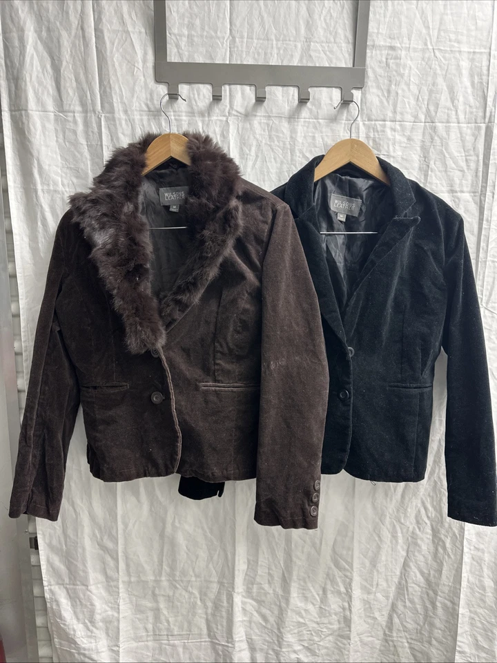 Lote (2) Chaqueta Abrigo Wilsons Cuero Terciopelo Mediano Mujer’s Foto 2 de 4
