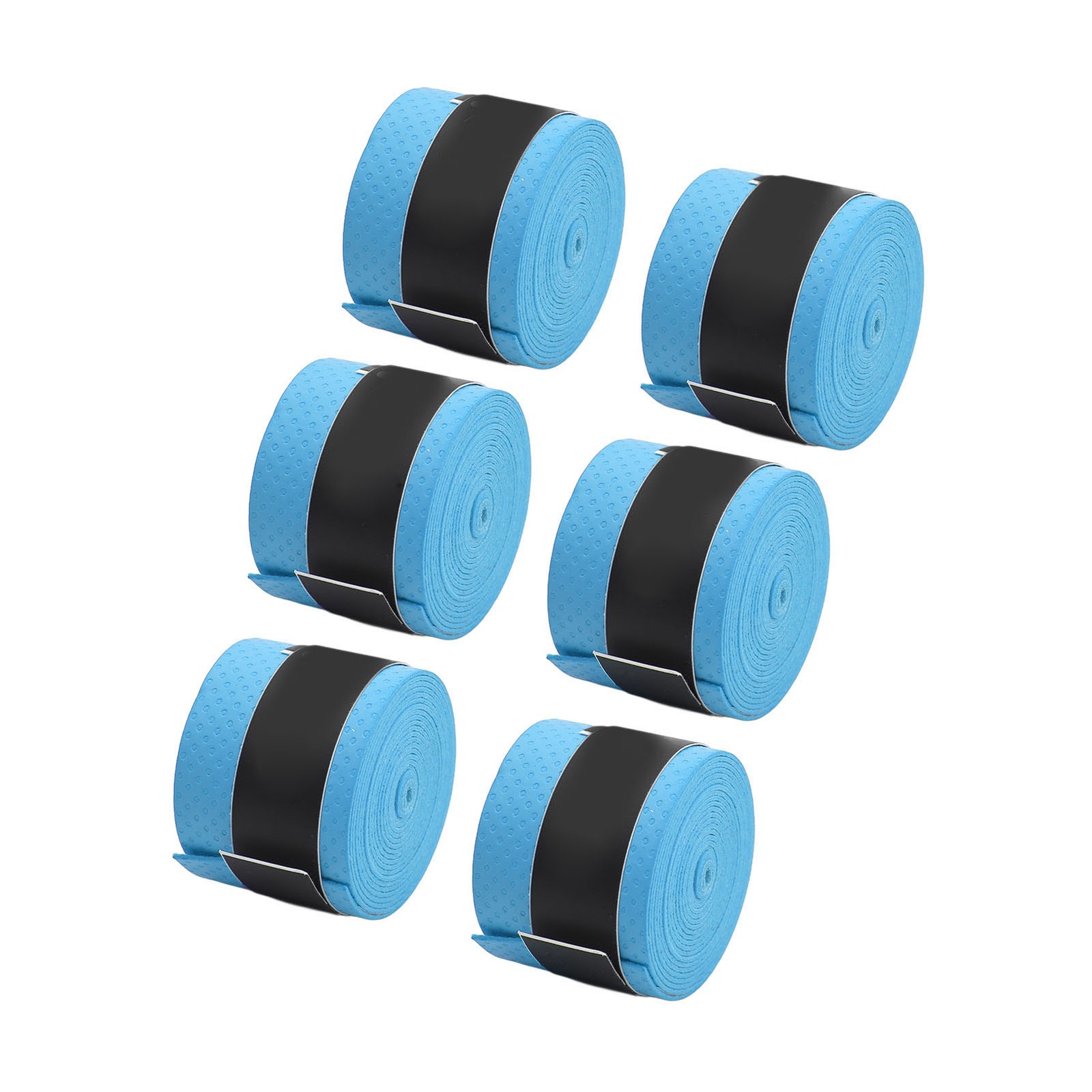 (Blue)6Pcs Tennis Racket Grip Tape PU Frosted Anti Skid Sweat Absorption|.