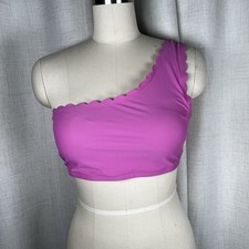 NEW J. Crew Factory Women's Large Scalloped One Shoulder Bikini Top Pink