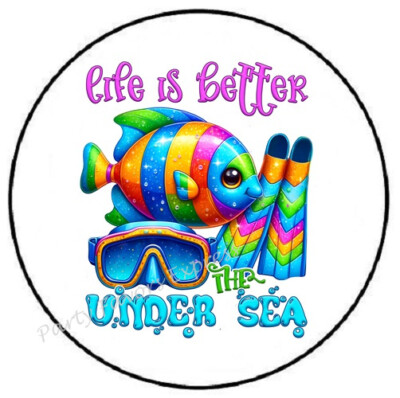 LIFE IS BETTER UNDER THE SEA ENVELOPE SEALS LABELS STICKERS PARTY FAVORS