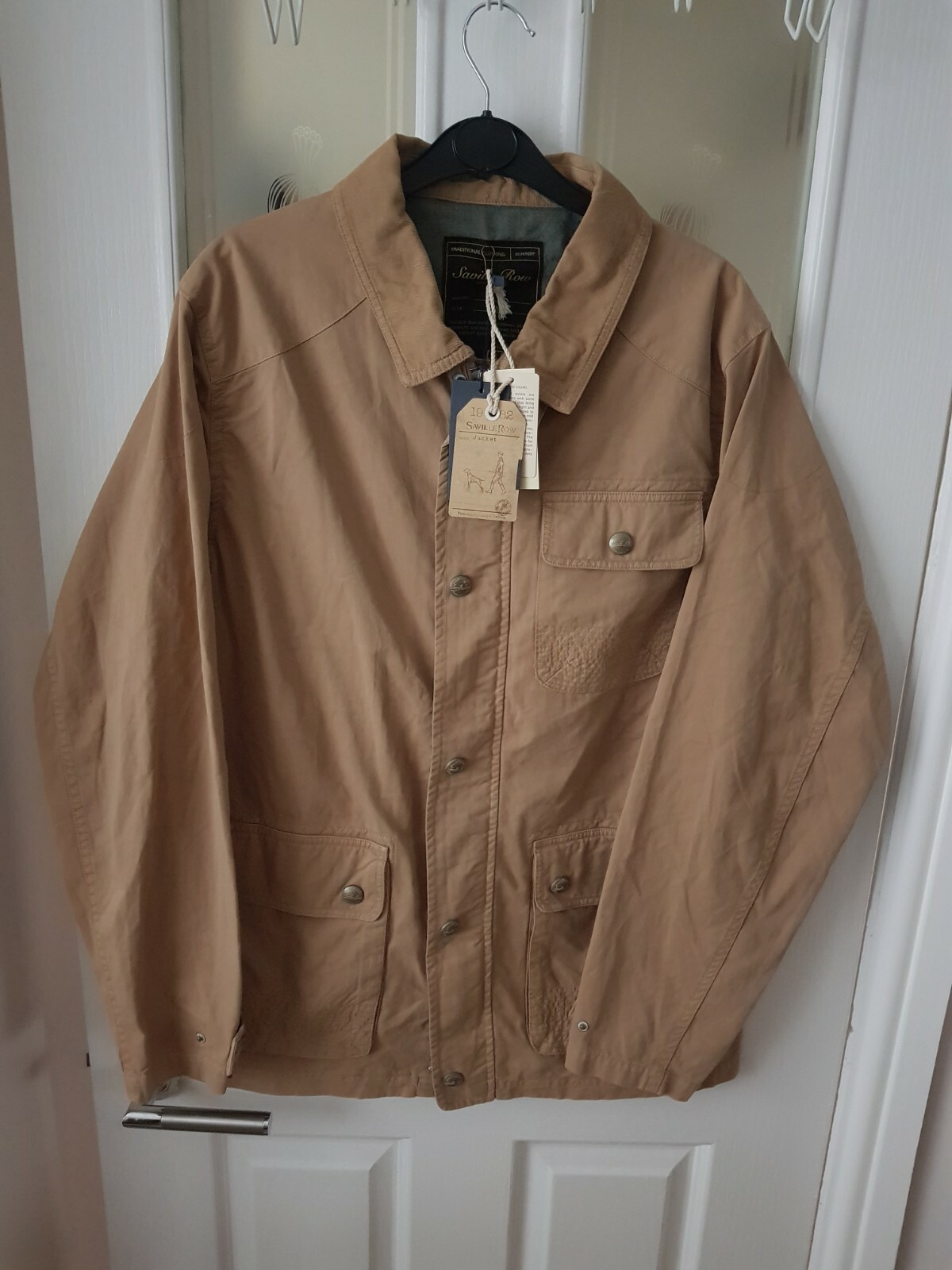 FILA Giacca Saville Row Uomo Essex con colletto con cerniera beige marrone taglia M prezzo di riserva $99