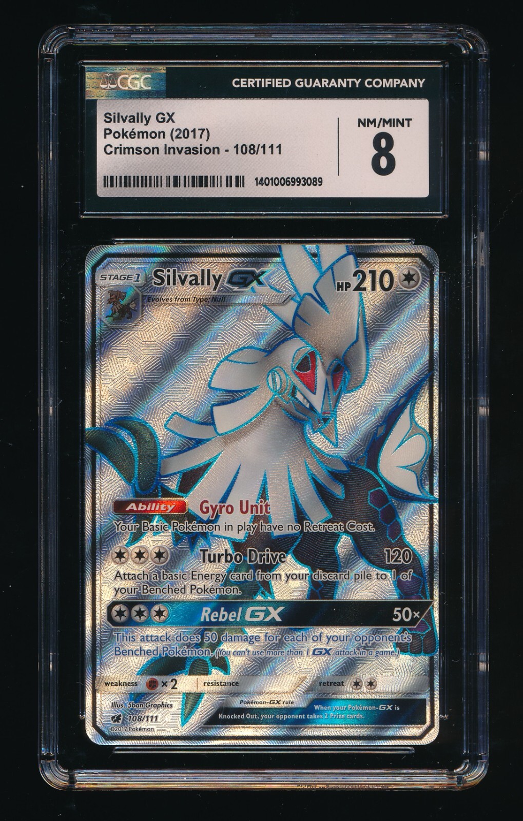 CGC 8 SILVALLY GX POKEMON 2017 CRIMSON INVASION 108/111