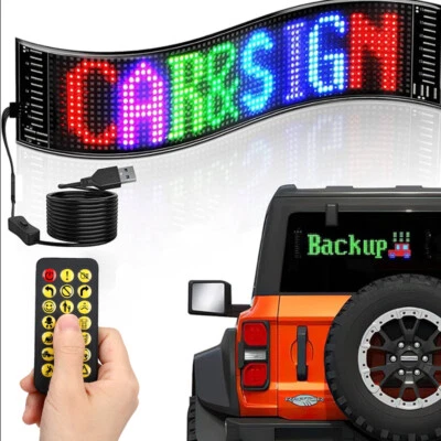 GEARZAAR 5/12V Car LED Programmable Sign Moving Scrolling Message Display Board Screen